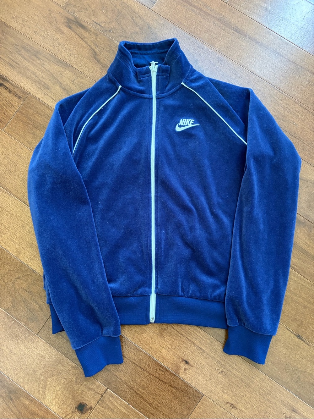 Nike Blue Full-Zip Fleece Jacket with White Trim